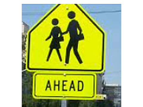 School pedestrian crossing — Alberta road-signs road sign for Class 7 test
