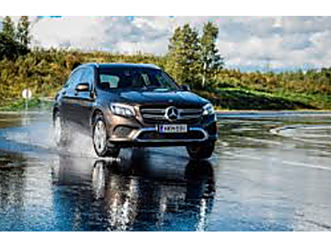 Your tires may lose contact with the road surface and you may lose control (hydroplaning) — Alberta adverse-conditions road sign for Class 7 test