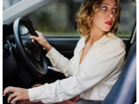 Look over the left shoulder, occasionally glancing forward — Alberta other road sign for Class 7 test