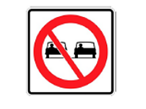 No Passing — Alberta regulatory road sign for Class 7 test