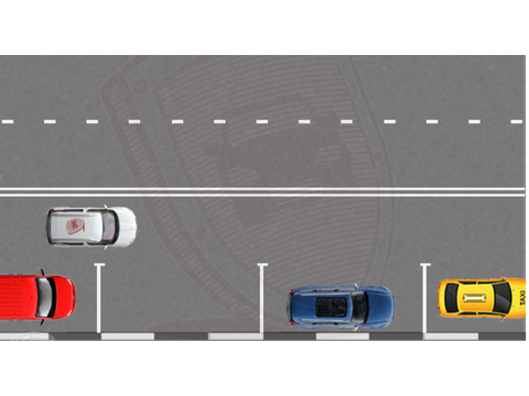 Perform a left shoulder check — Alberta parking road sign for Class 7 test