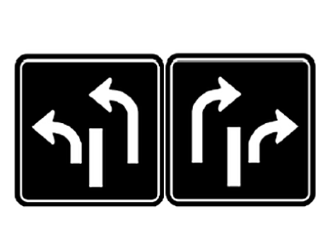 Only when indicated by pavement markings or road signs — Alberta other road sign for Class 7 test