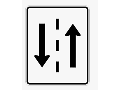Two-Way Traffic — Alberta warning road sign for Class 7 test