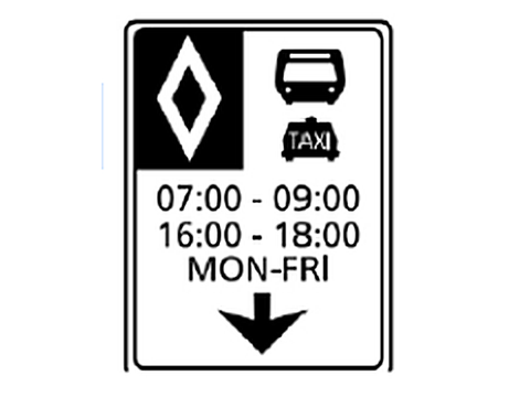 Reserved Lane — Alberta regulatory road sign for Class 7 test