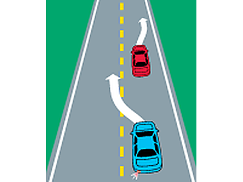 Move into the right lane when safe to do so — Alberta passing road sign for Class 7 test